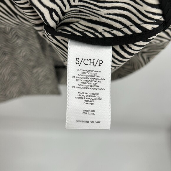 CAbi Black White Zebra Print Button Up Long Line 007 Trench Coat Size Small - Picture 10 of 10